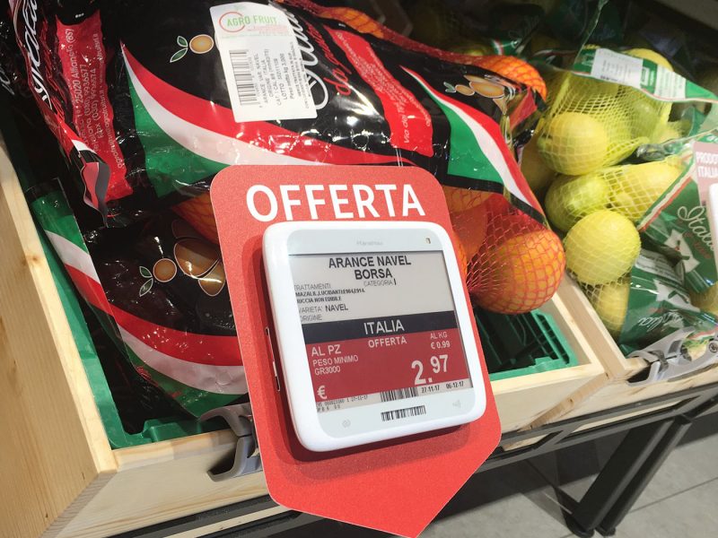 Nicolis Project | in-store digital communication etichette-elettroniche-bg33-800x600 L’etichetta elettronica nel reparto ortofrutta. Tutti i vantaggi operativi e le nuove possibilità di comunicazione  