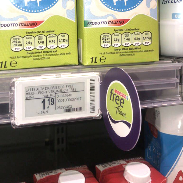Nicolis Project | in-store digital communication etichette-elettroniche-eurospar-1 Le etichette elettroniche e bsystem3 migliorano la comunicazione e la produttività all’Eurospar di Bardolino  
